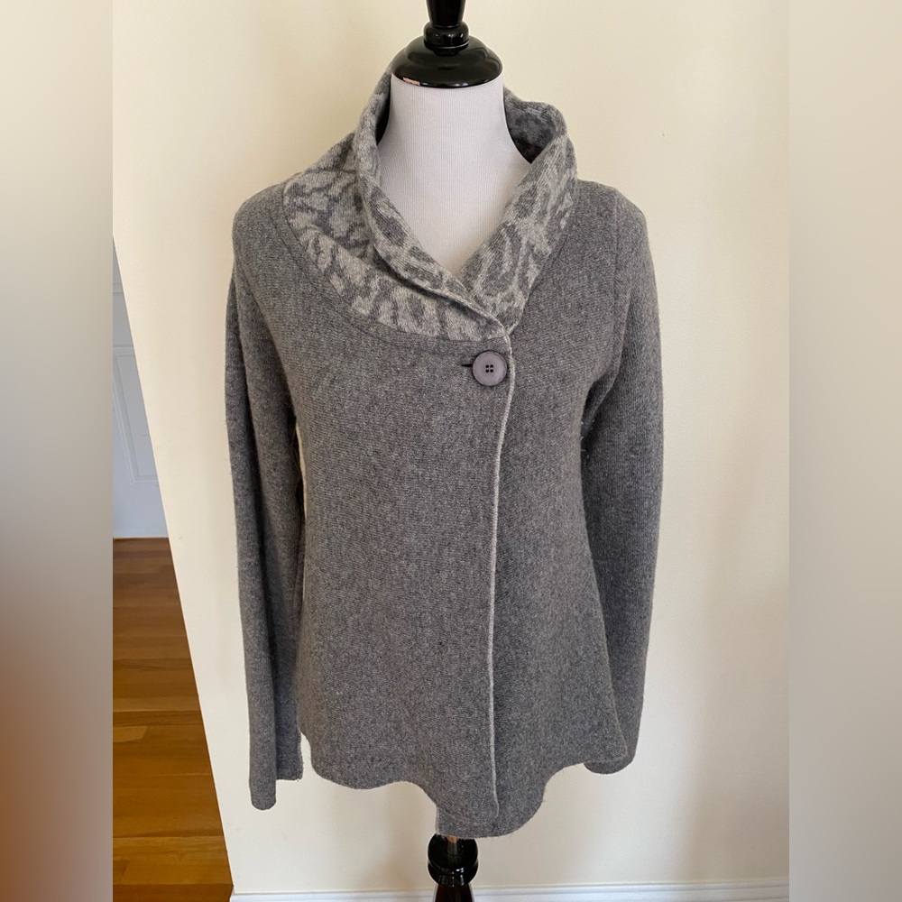 Chiaramente Made in Italy Wool Animal Print Cardigan Size Large